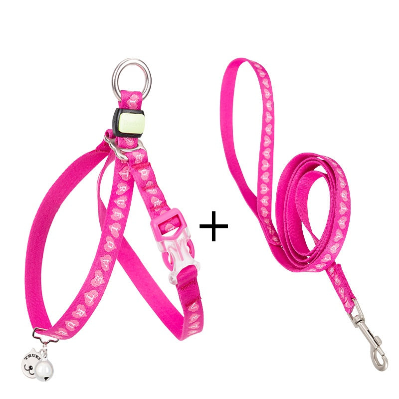 Bell Style Pet Chest Strap Vest With Leash For Small Pets