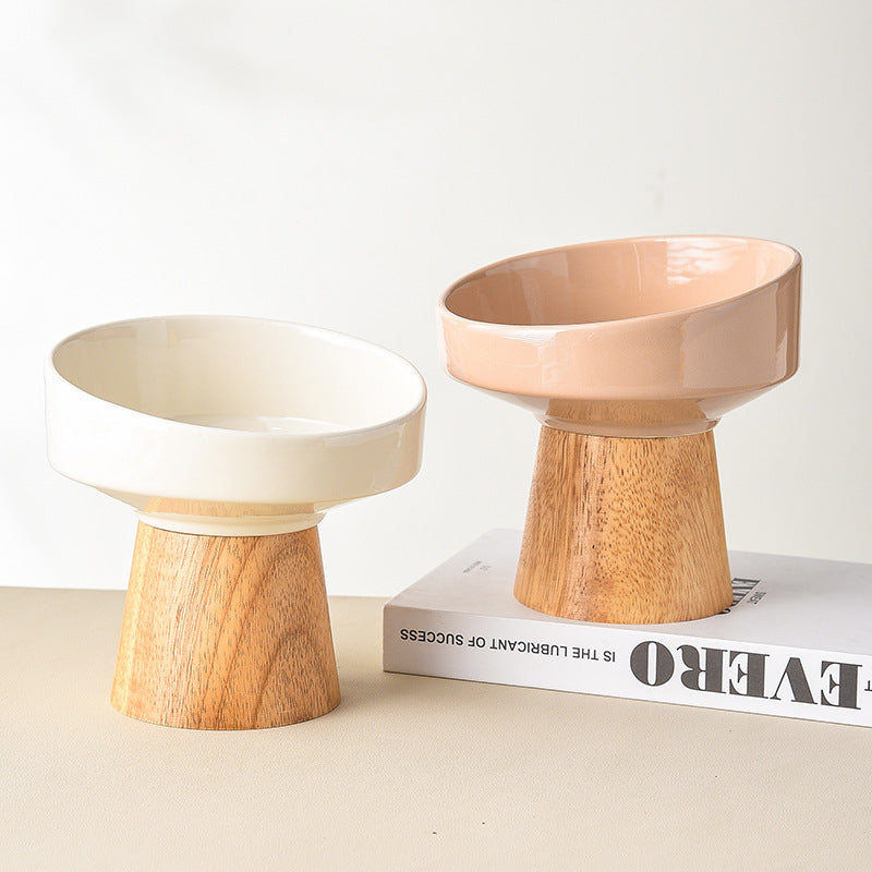 Ceramic Elevated Pet Bowl Food Water Feeding Dish