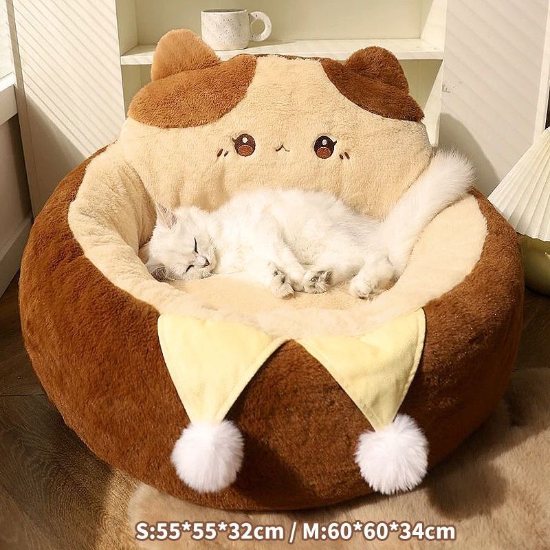 Round Warm Pet Sofa Bed Soft Cushion Nest Mattress