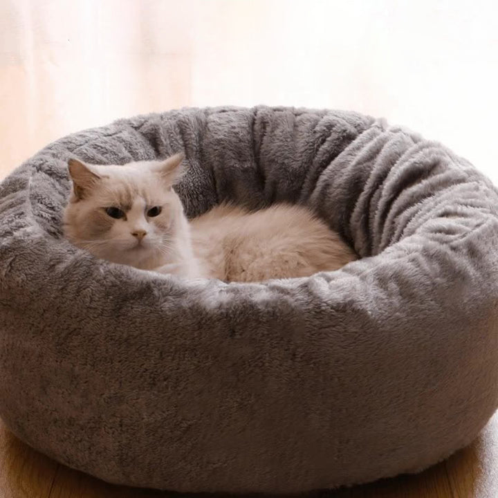 Plush Donut Round Pet Bed Warm Soft Cushion Kennel