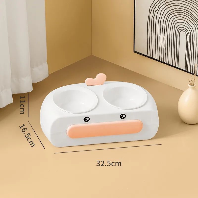 Duck Design Pet Double Bowl Food And Water Feeder