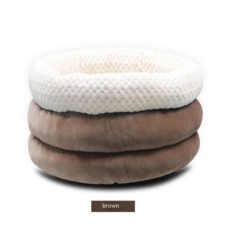 Semi Closed Round Ice Velvet Pet Deep Sleep Bed