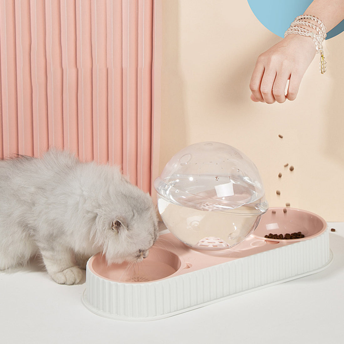 Automatic Pet Feeding And Water Bowl Dispenser Set