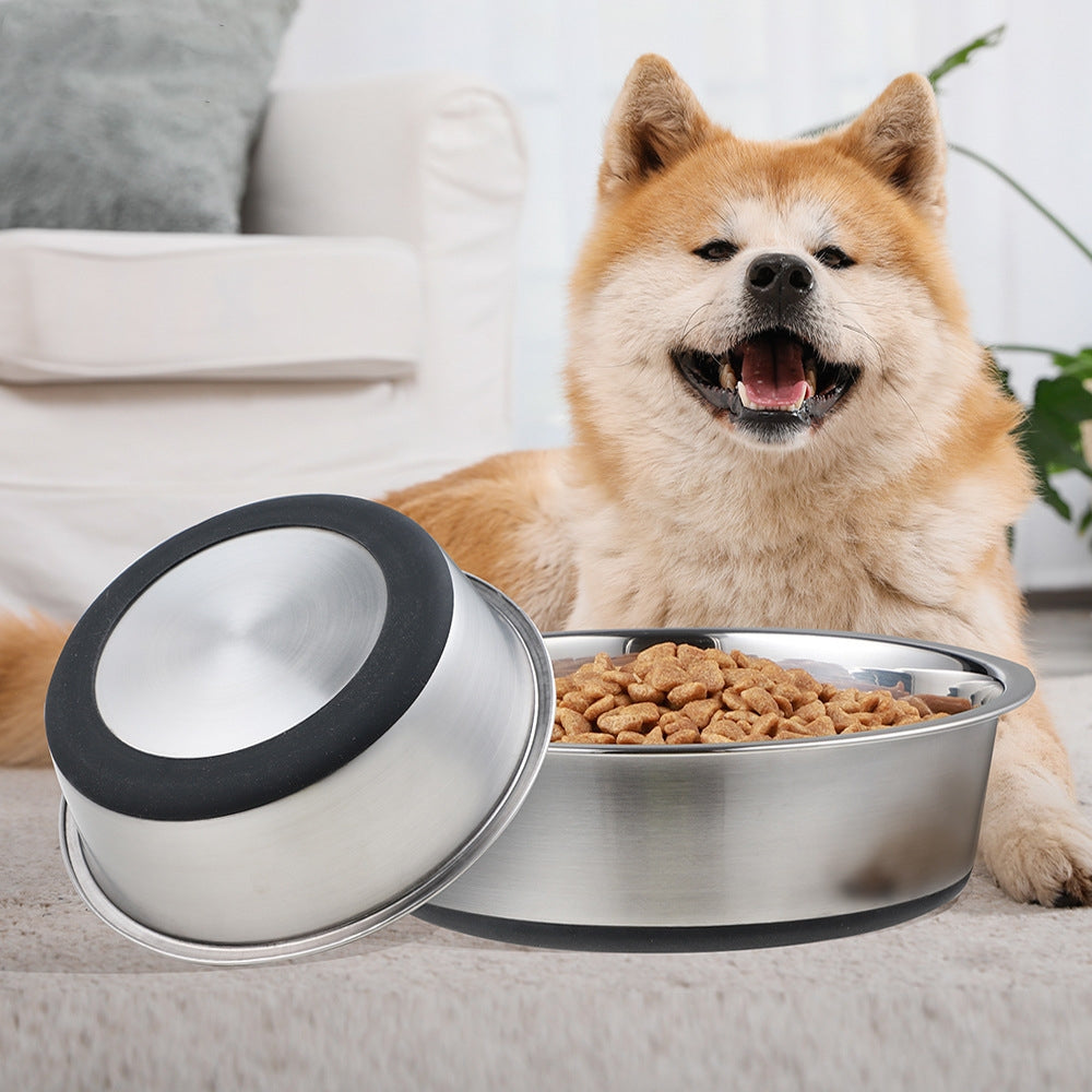 Silicone Stainless Steel Pet Feeding And Drinking Bowl Set