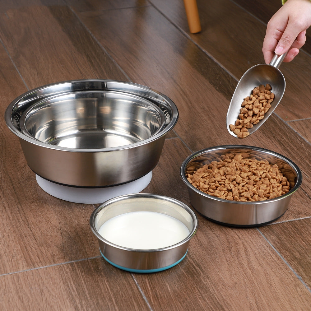 Silicone Stainless Steel Pet Feeding And Drinking Bowl Set