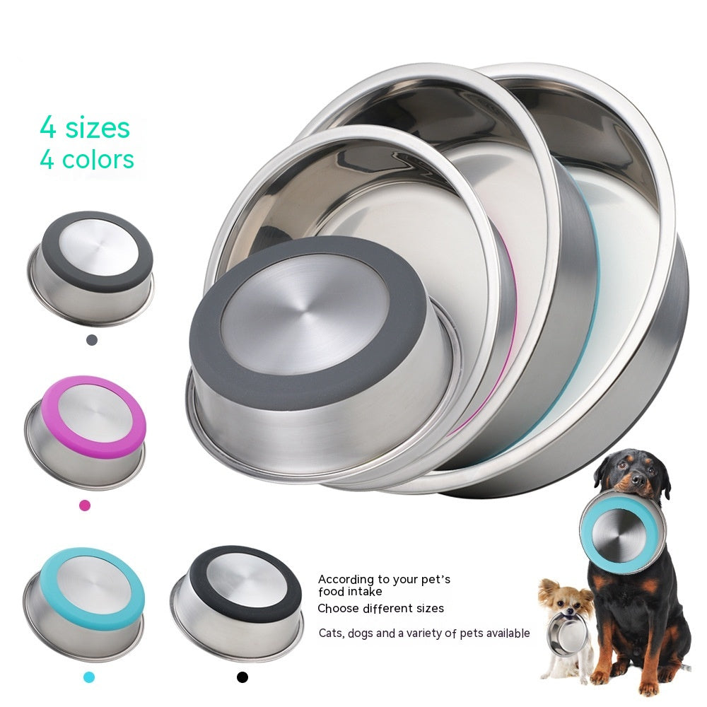 Silicone Stainless Steel Pet Feeding And Drinking Bowl Set