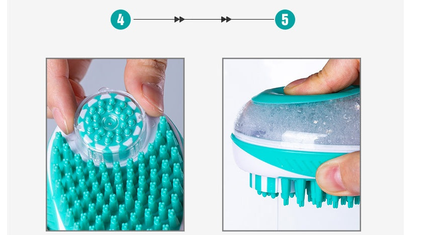 Pet Bath Massage Comb With Automatic Liquid Dispenser