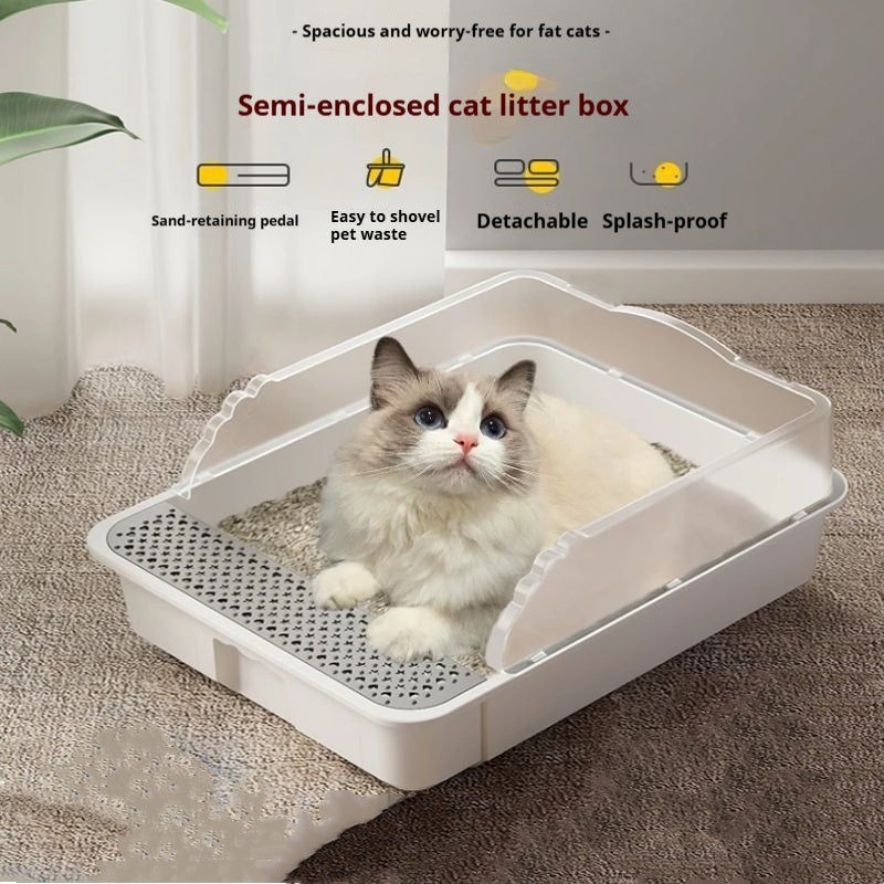 Extra Large Semi-Closed Splash-Proof Litter Box