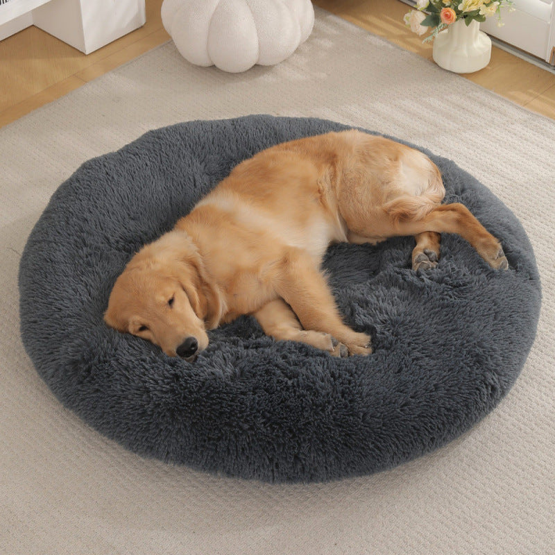 Round Pet Mat Plush Warm Sleeping Pet Bed