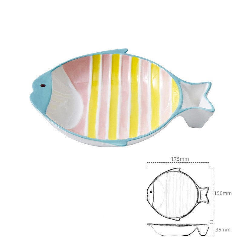 Fish Shaped Ceramic Pet Feeding Bowl Food Dish