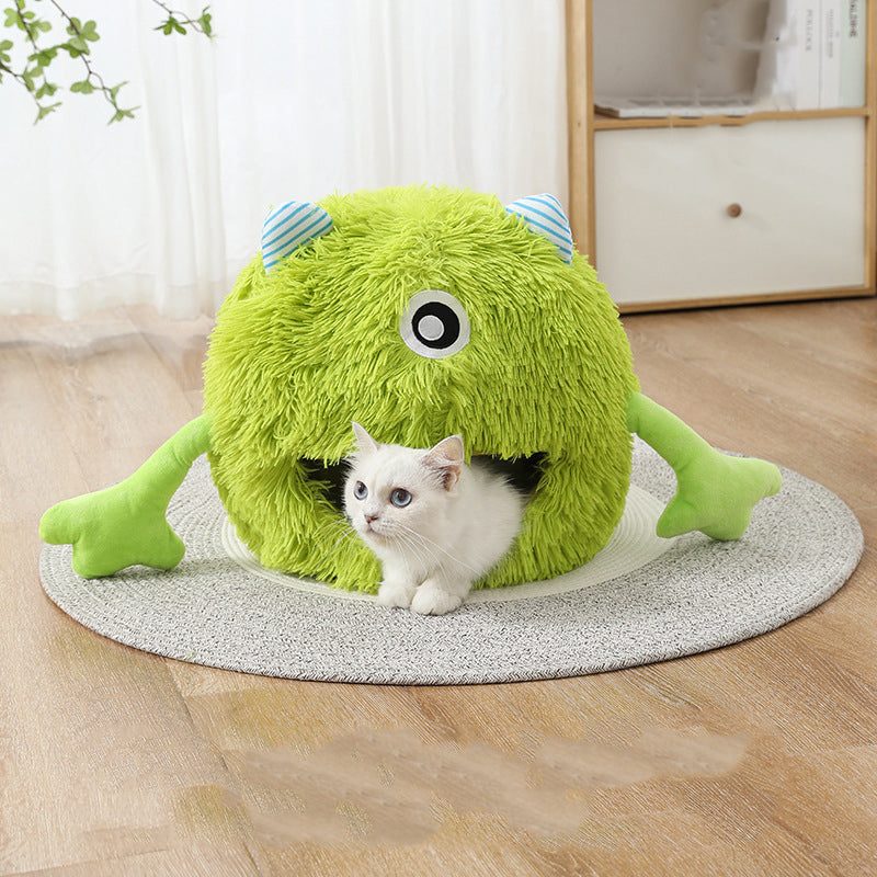 Fluffy Round Calming Pet Bed Soft Washable Non Slip