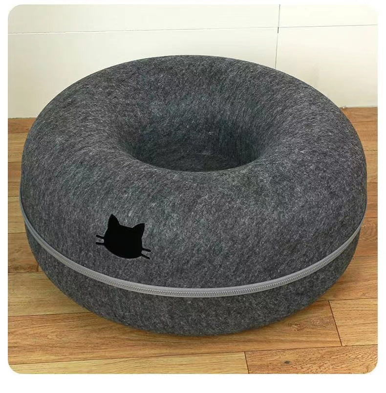 Round Tunnel Style Pet Bed Comfortable Soft Nest