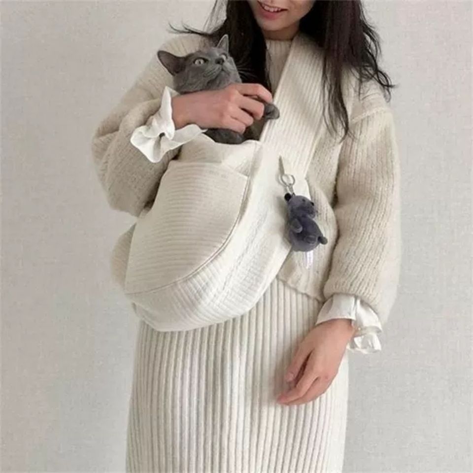 Canvas Pet Carrier Shoulder Bag Breathable Travel Tote