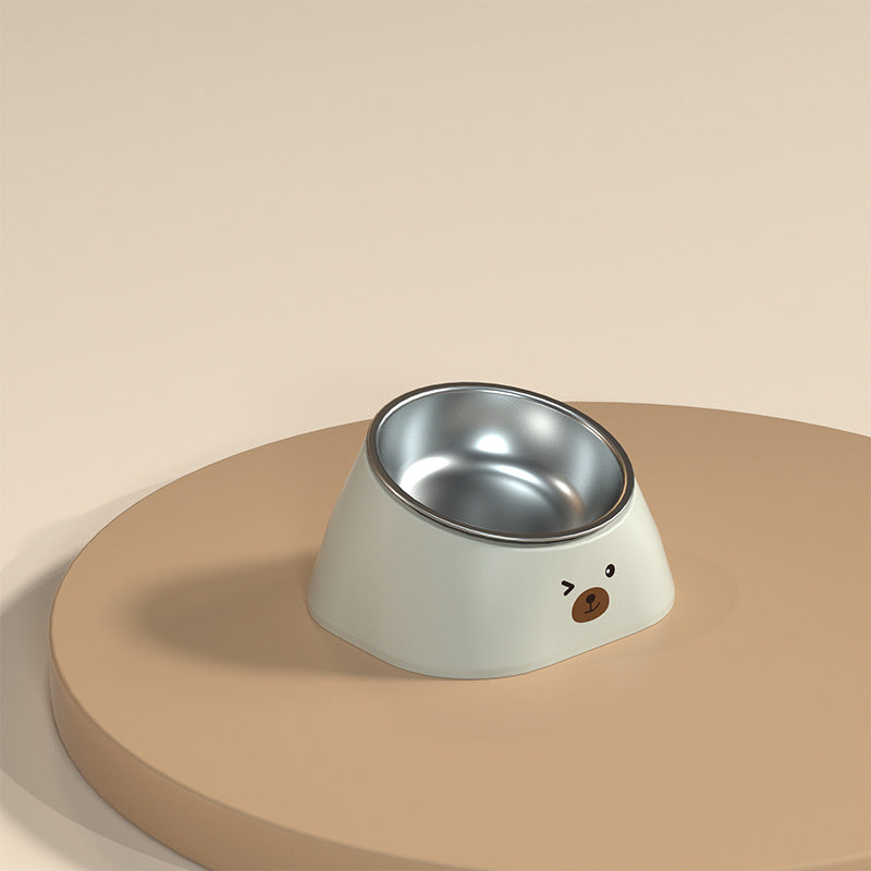 Stainless Steel Tilted Pet Bowl Durable Anti Slip Feeding
