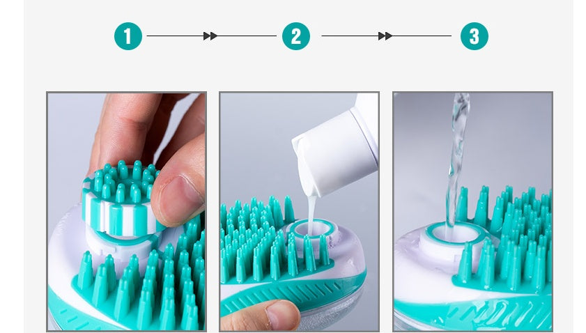 Pet Bath Massage Comb With Automatic Liquid Dispenser