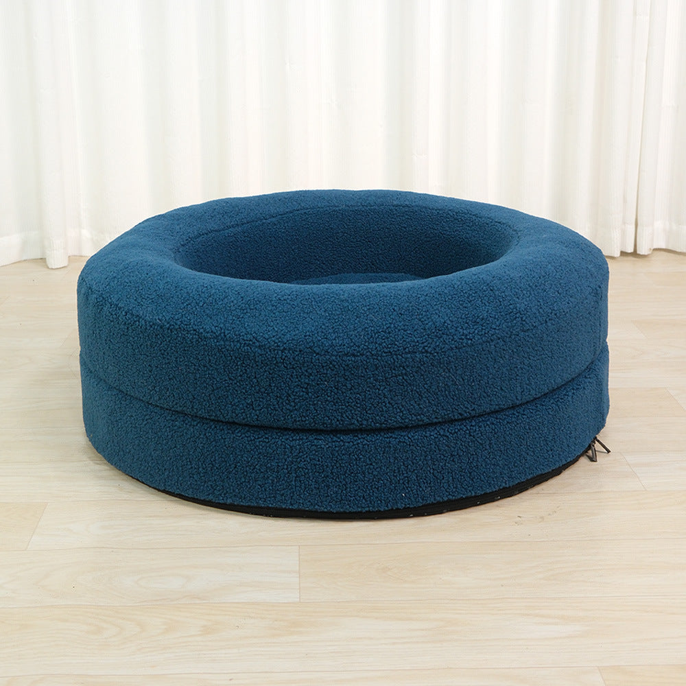 Household Solid Color Leisure Pet Round Bed Soft Nest