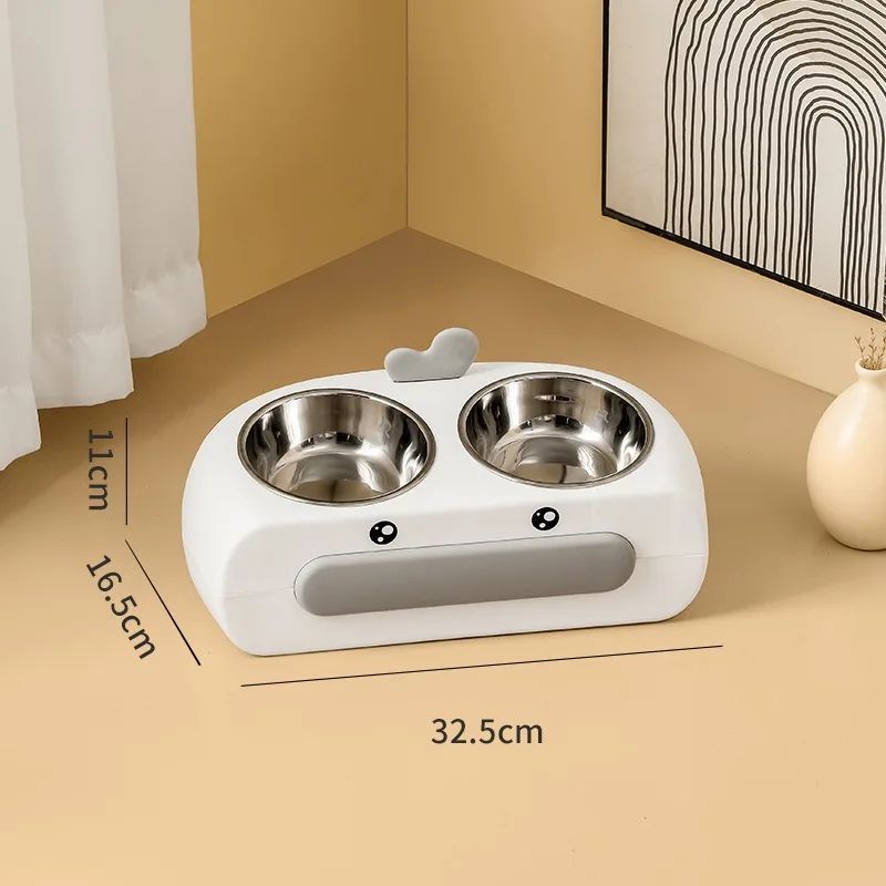 Duck Design Pet Double Bowl Food And Water Feeder