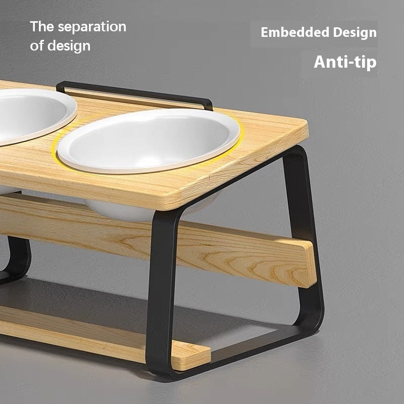 Ceramic Double Bowl Pet Feeding And Water Holder Elevated Design