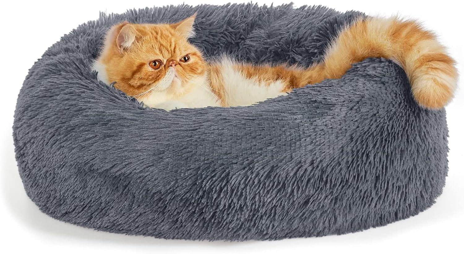 Solid Color Non Slip Round Plush Pet Bed Soft Cushion