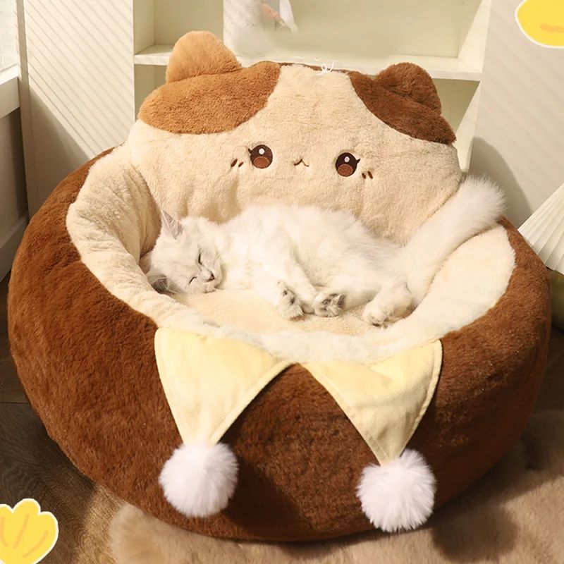 Round Warm Pet Sofa Bed Soft Cushion Nest Mattress