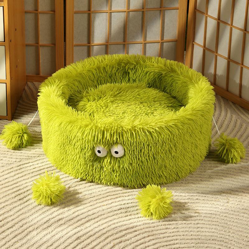 Warm Cute Monster Pet Bed Round Nest Soft Cushion