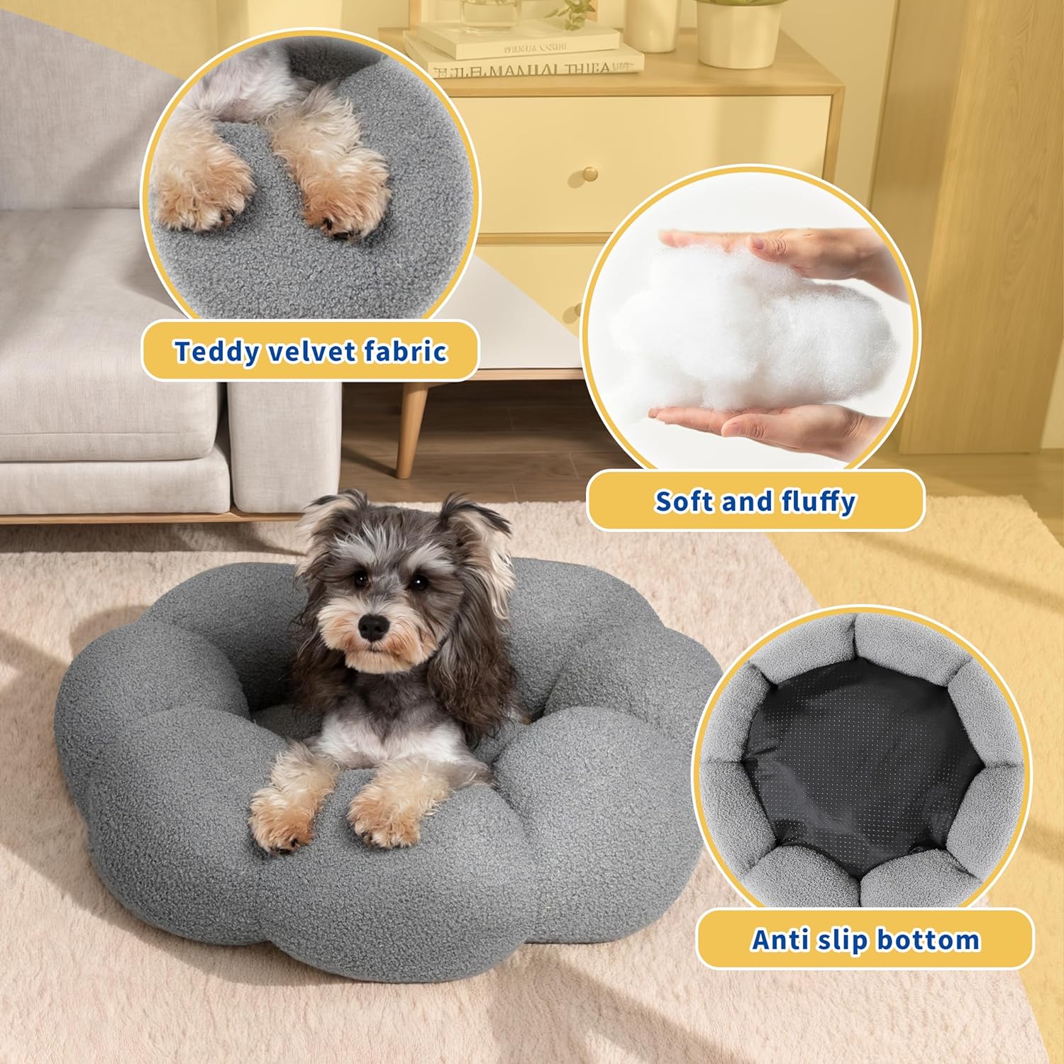 Calming Plush Donut Pet Bed Soft Washable Non Slip