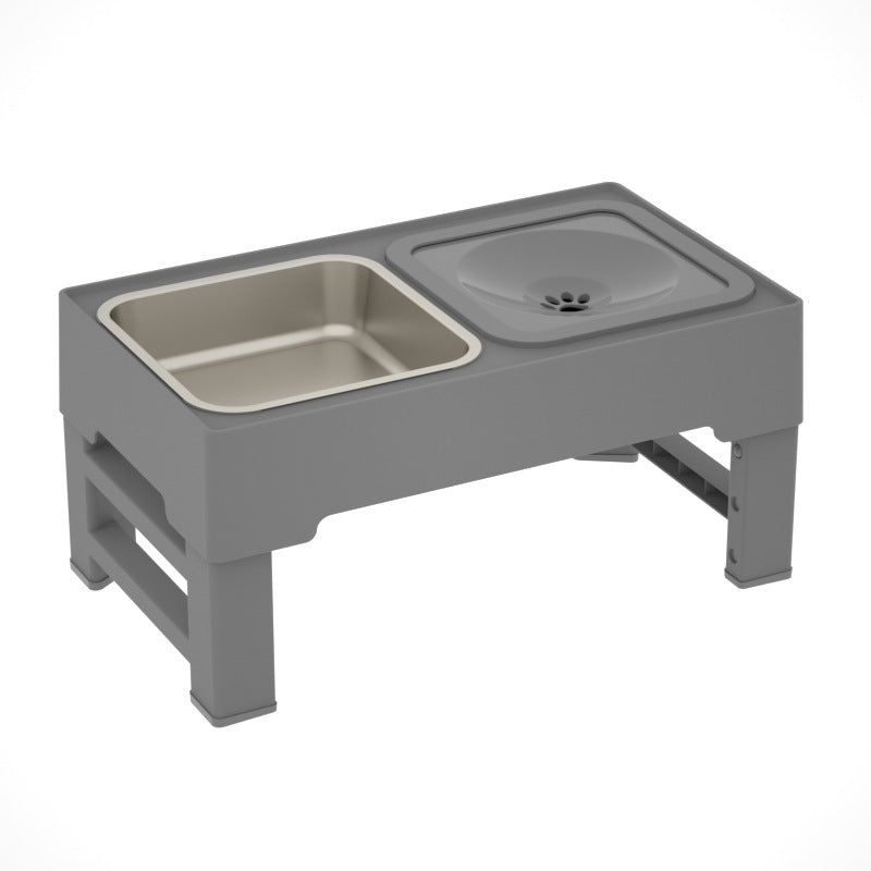 Adjustable Height Stainless Pet Double Feeding Bowl Stand