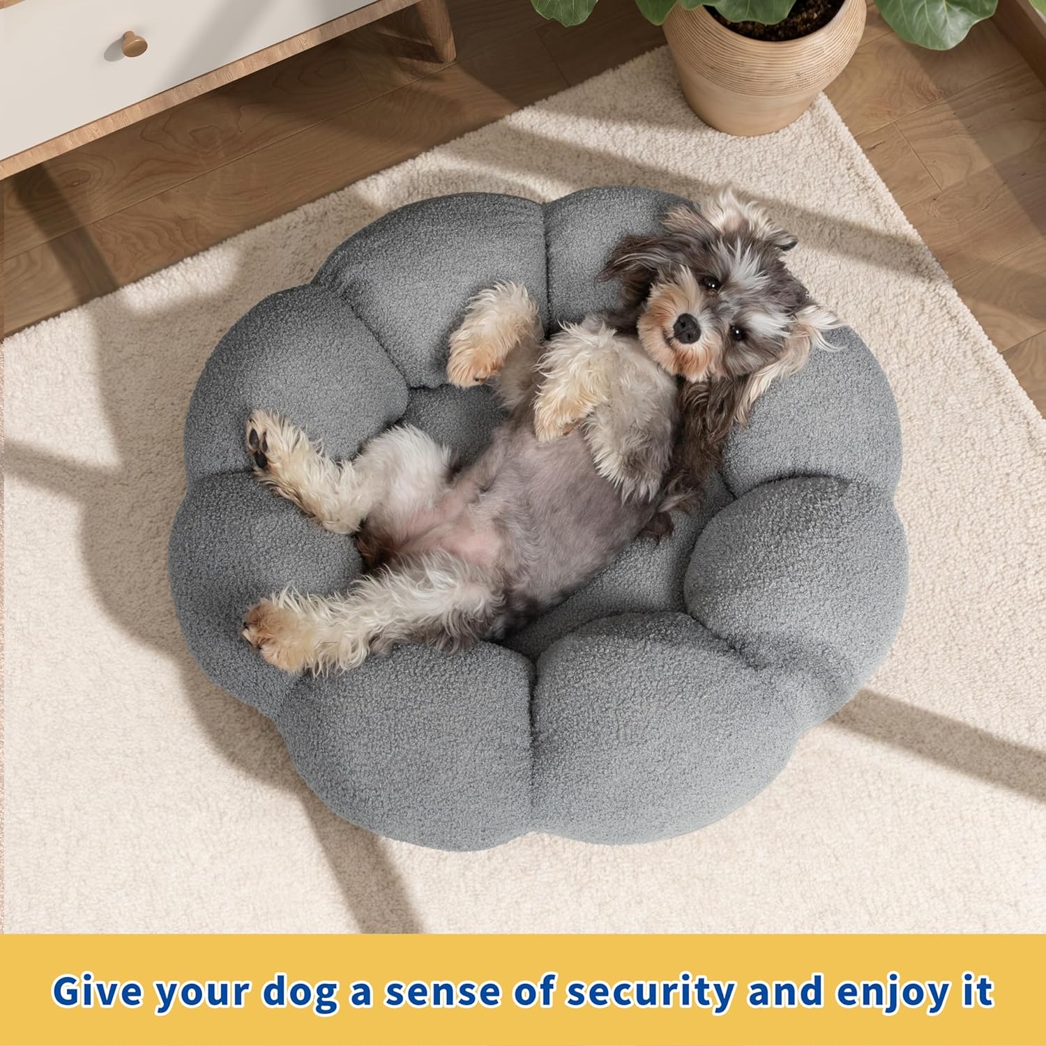 Calming Plush Donut Pet Bed Soft Washable Non Slip