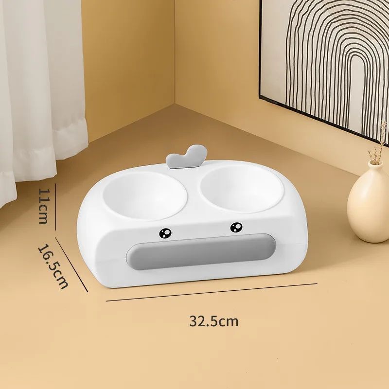 Duck Design Pet Double Bowl Food And Water Feeder