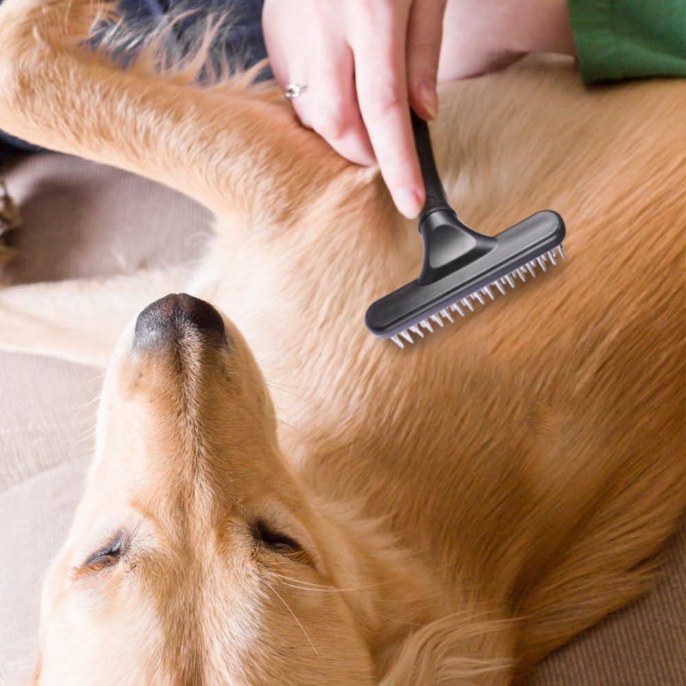 Double Row Pet Grooming Rake Deshedding Dematting Brush