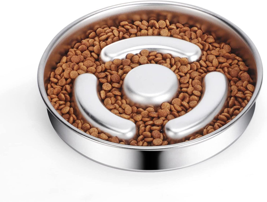 Stainless Steel Pet Slow Feeding Bowl Neck Protector Dish