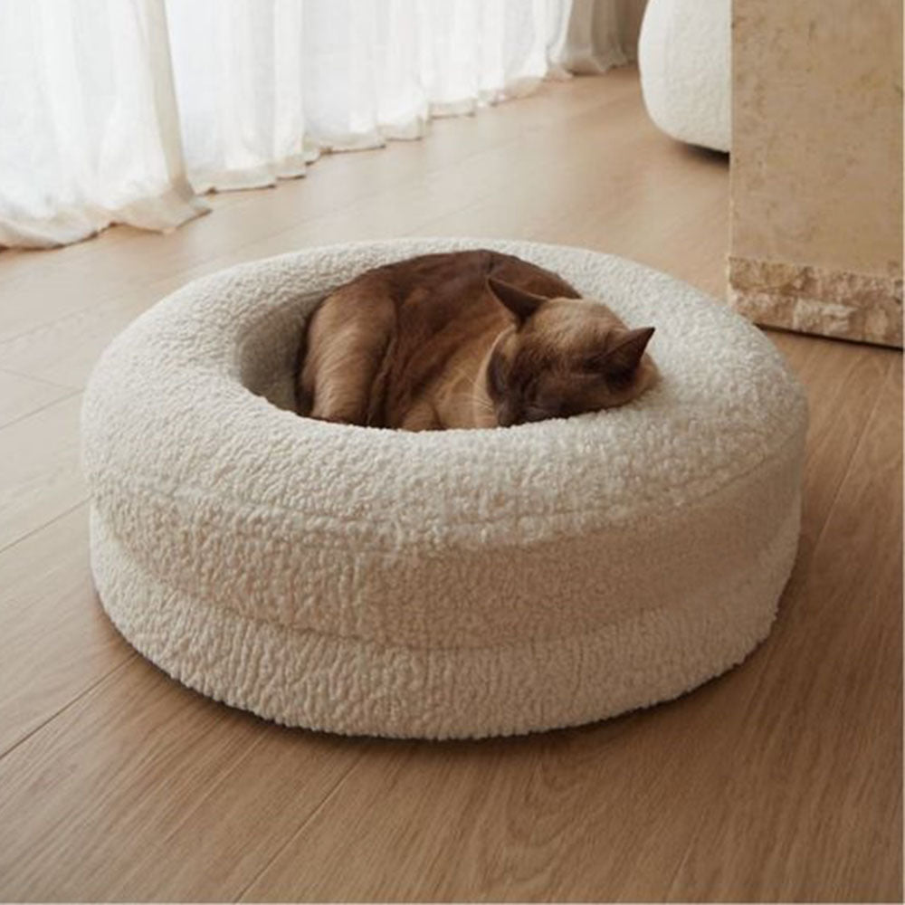 Household Solid Color Leisure Pet Round Bed Soft Nest