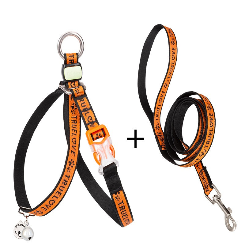 Bell Style Pet Chest Strap Vest With Leash For Small Pets