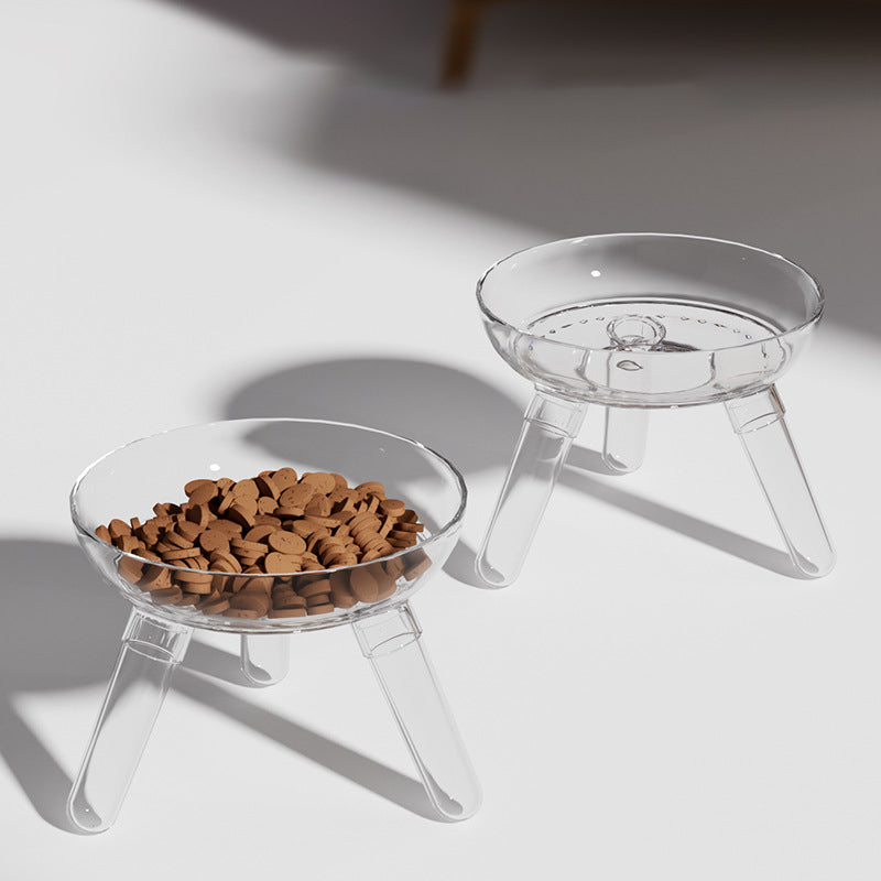 Transparent Glass Pet Feeding And Water Bowl Anti Knock Feeder