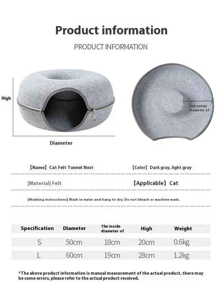 Round Tunnel Style Pet Bed Comfortable Soft Nest