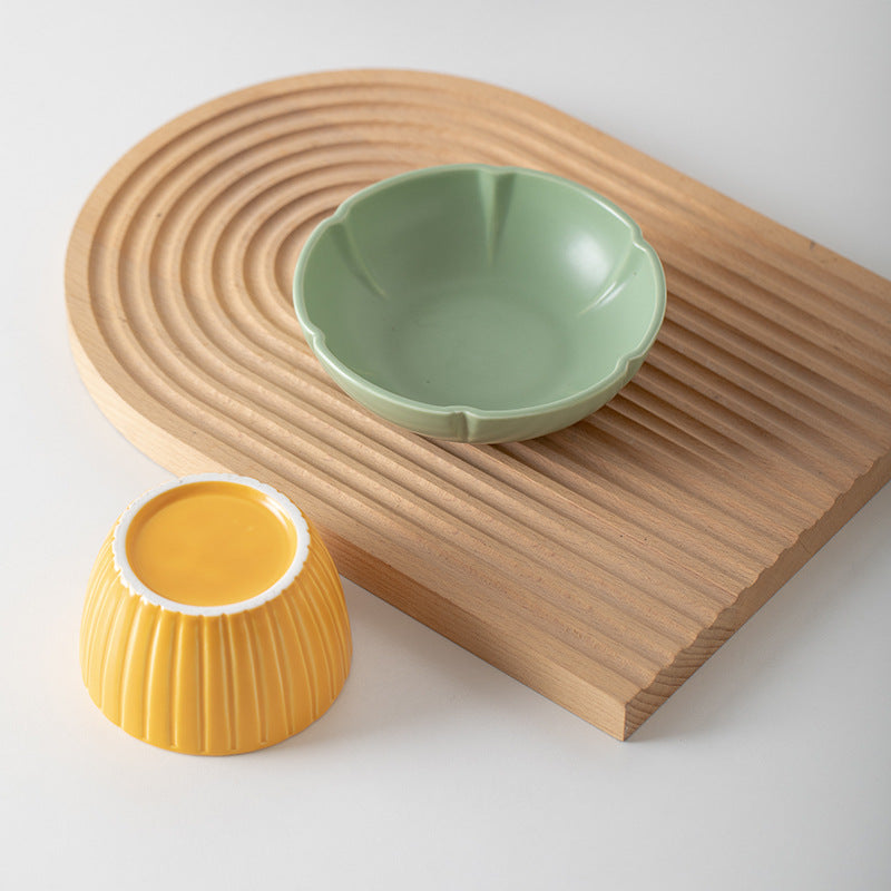 Candy Color Ceramic Pet Feeding Bowl Macaron Style Dish