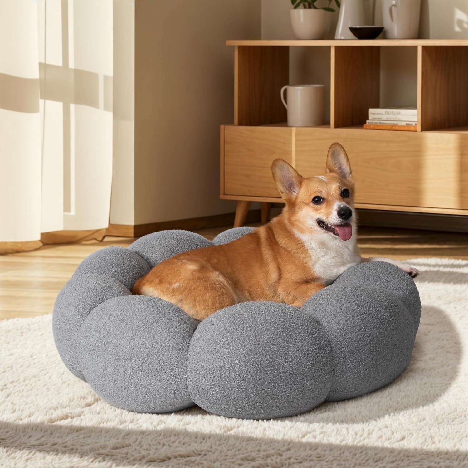 Calming Plush Donut Pet Bed Soft Washable Non Slip
