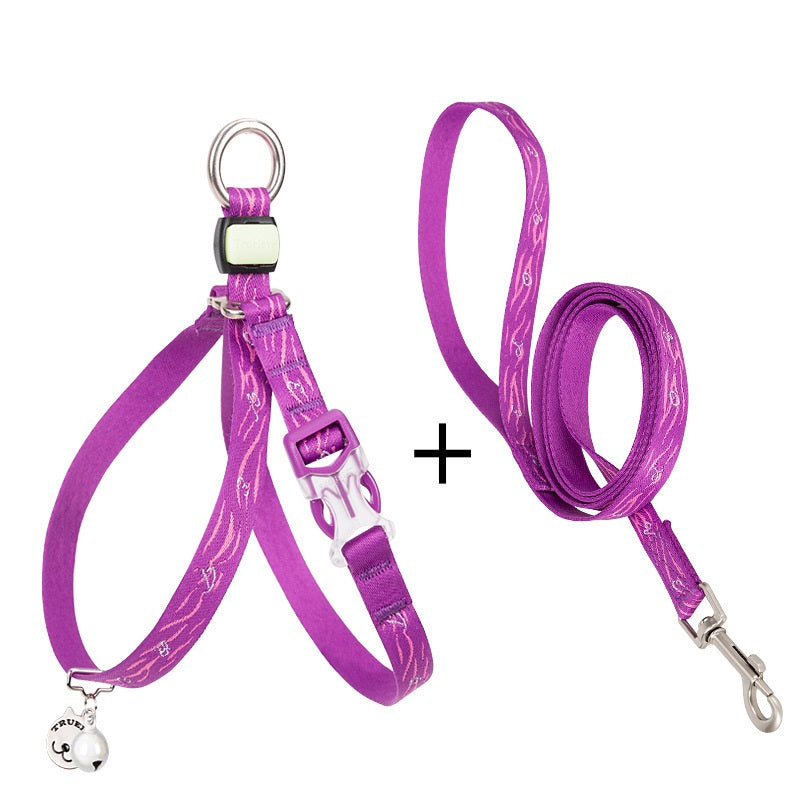 Bell Style Pet Chest Strap Vest With Leash For Small Pets