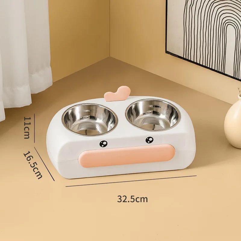 Duck Design Pet Double Bowl Food And Water Feeder