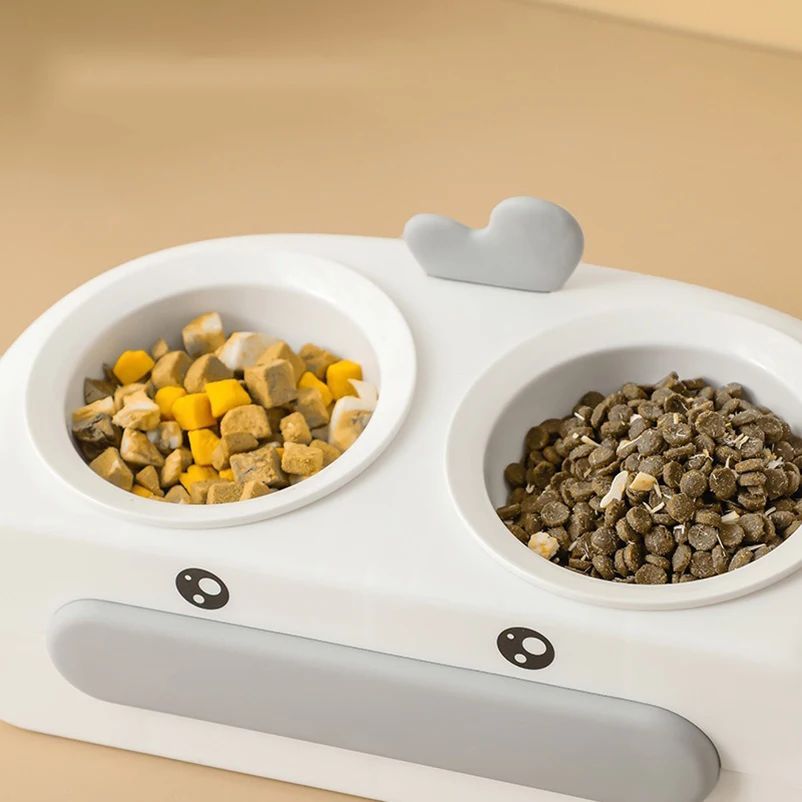 Duck Design Pet Double Bowl Food And Water Feeder