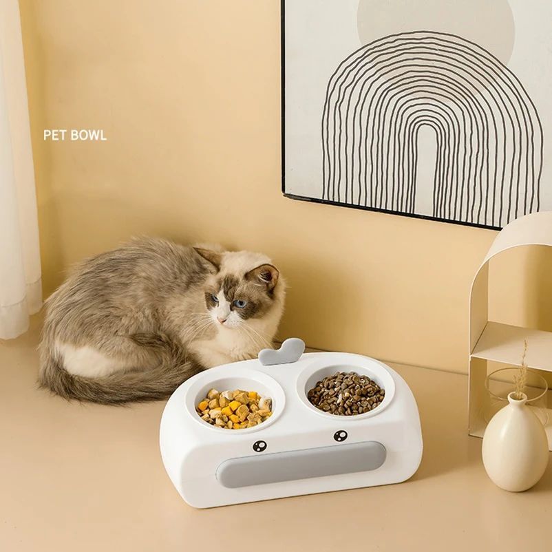 Duck Design Pet Double Bowl Food And Water Feeder