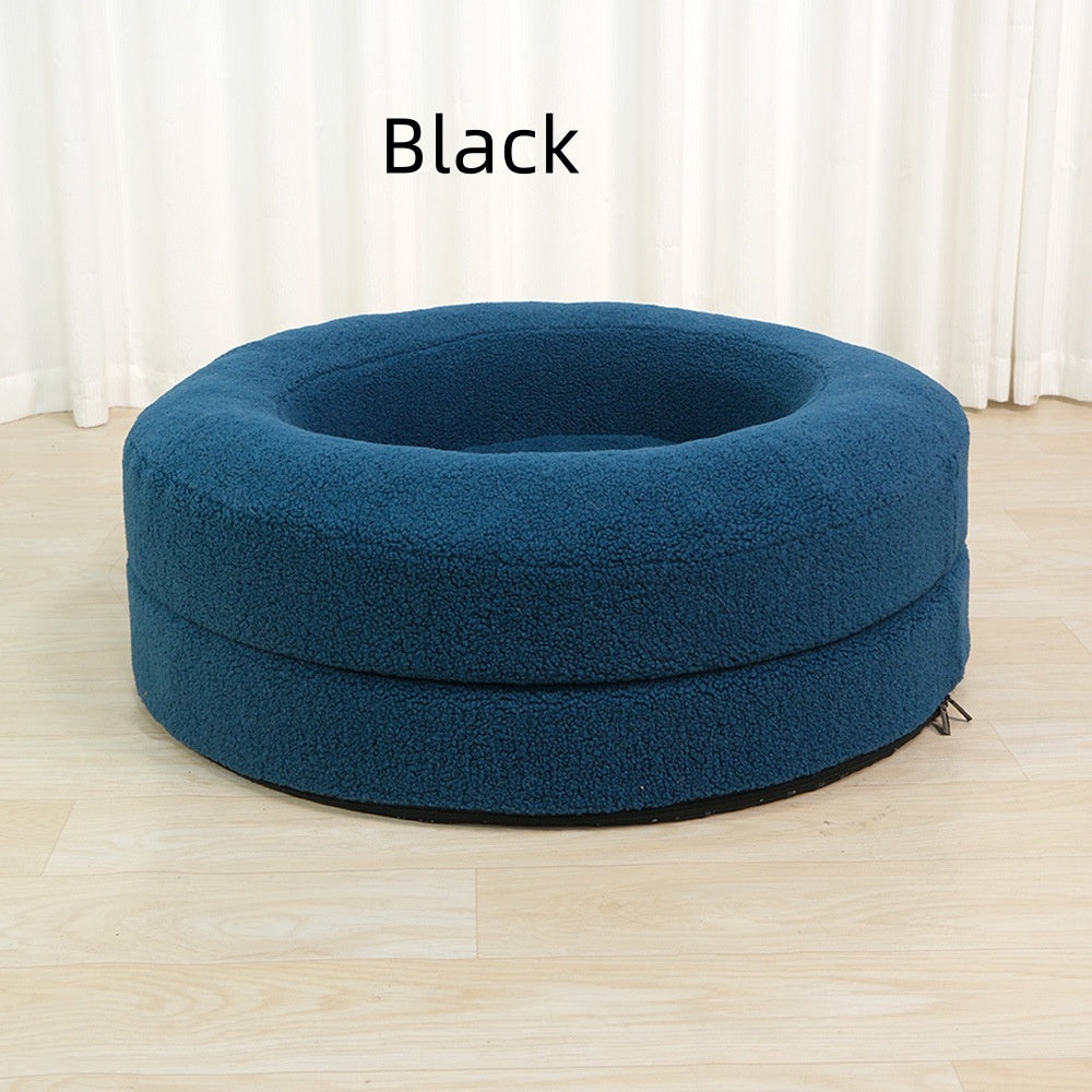 Household Solid Color Leisure Pet Round Bed Soft Nest