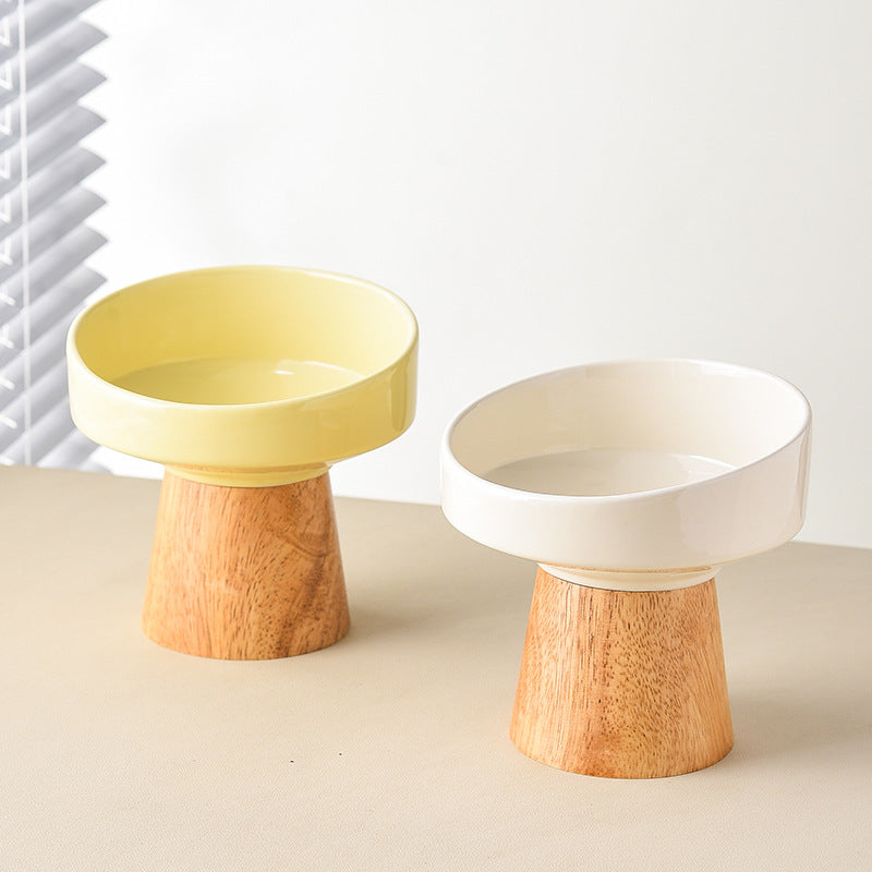 Ceramic Elevated Pet Bowl Food Water Feeding Dish