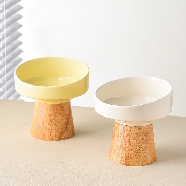 Ceramic Elevated Pet Bowl Food Water Feeding Dish