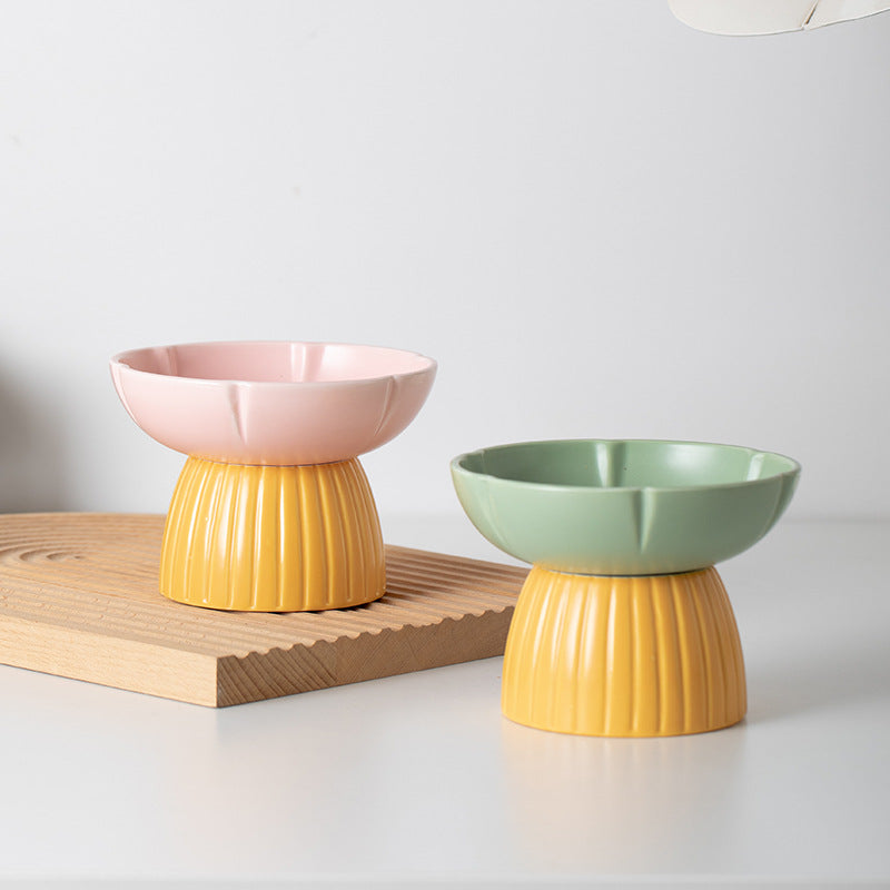 Candy Color Ceramic Pet Feeding Bowl Macaron Style Dish