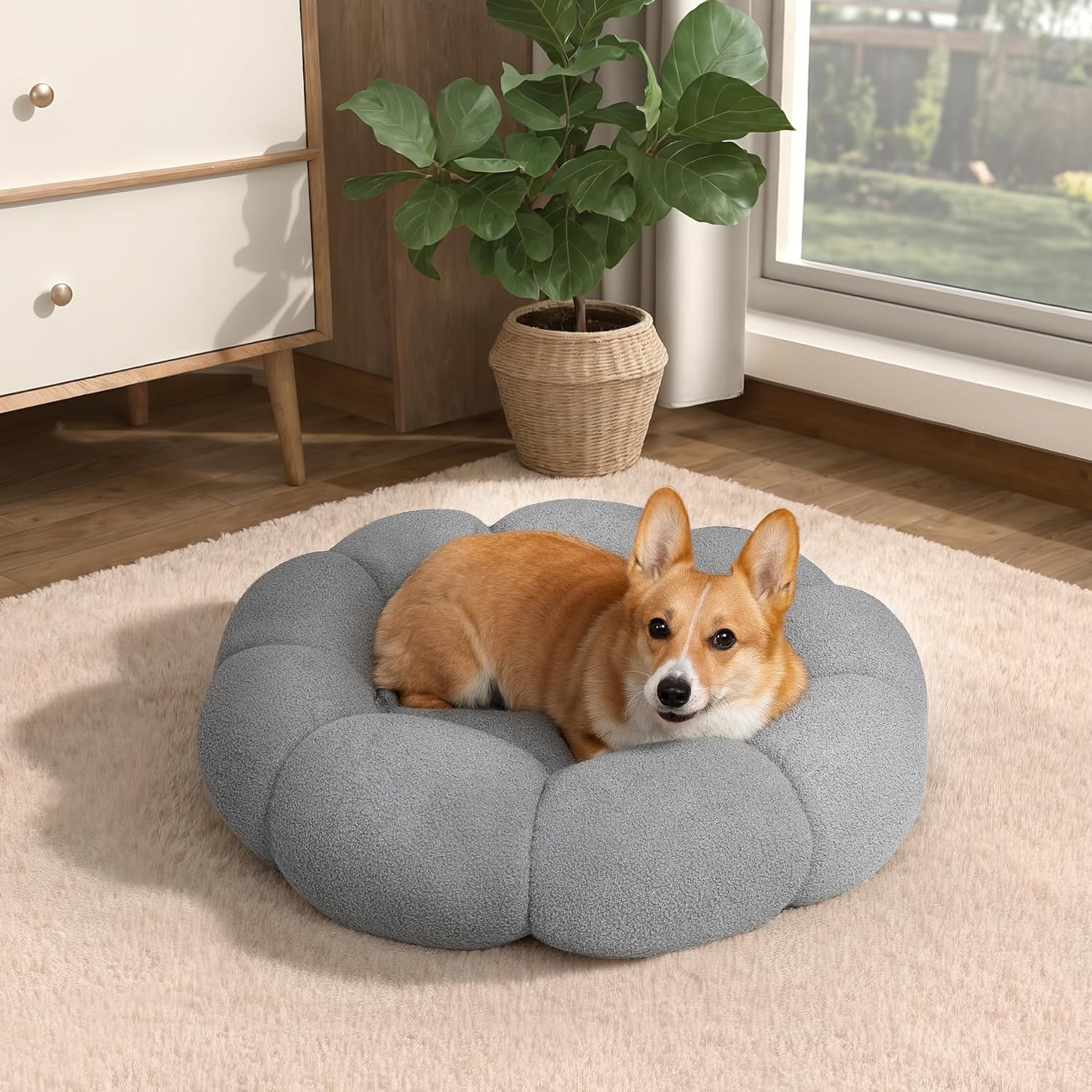 Calming Plush Donut Pet Bed Soft Washable Non Slip