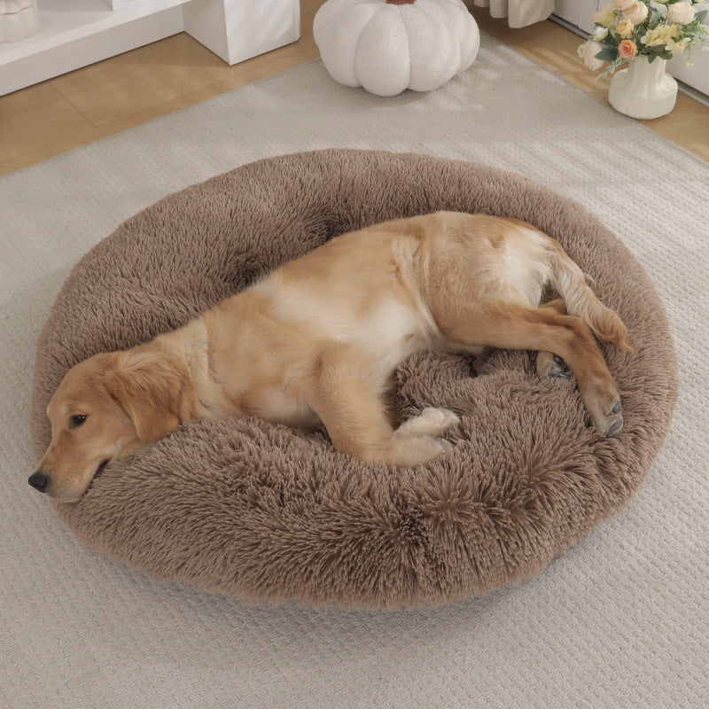 Round Pet Mat Plush Warm Sleeping Pet Bed