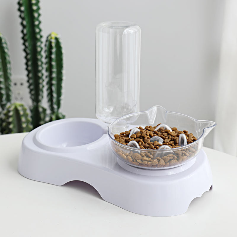 Transparent Pet Feeding And Drinking Bowl Set