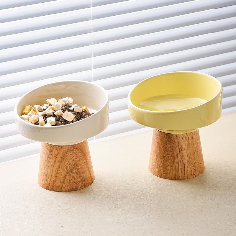 Ceramic Elevated Pet Bowl Food Water Feeding Dish