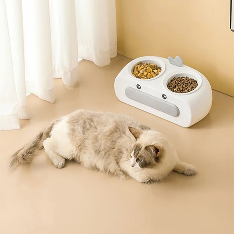 Duck Design Pet Double Bowl Food And Water Feeder